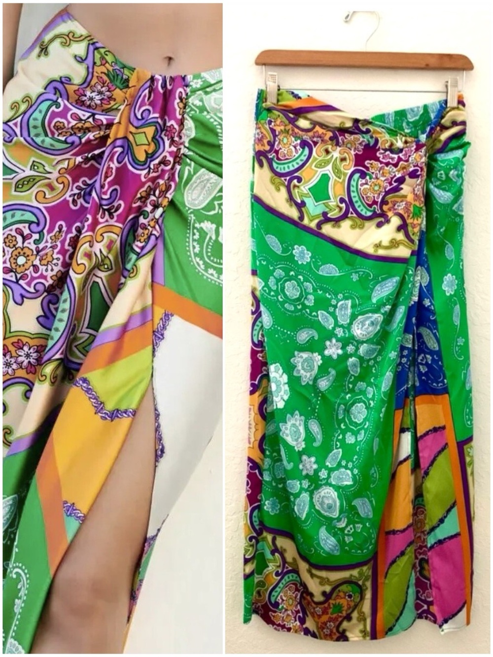 Bailey 44 Green and Purple Colorful Paisley Skirt